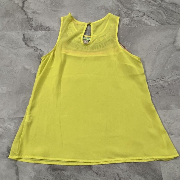 Lulumari Women's Yellow Embroidered Sleeveless Tank Top Size Large L - Picture 3 of 6